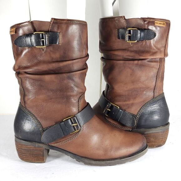 PIKOLINOS Women's Le Mans 39 US8-8,5 Brown Leather Mid-Calf Riding Boots - Picture 9 of 14